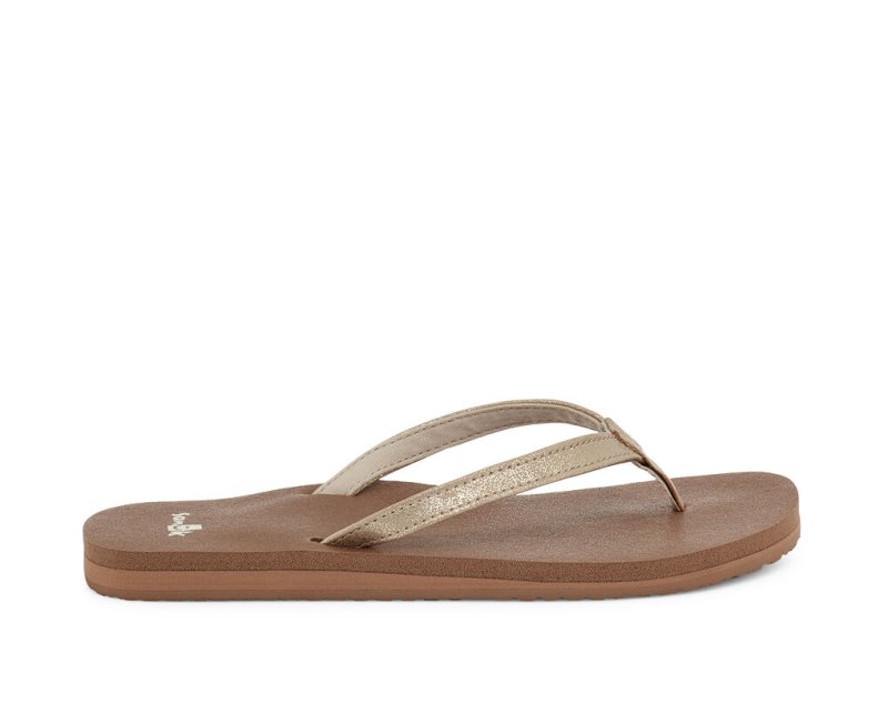 Sanuk Womens Yoga Joy Shimmer Metallic Brown Sandals | RWZCGT483